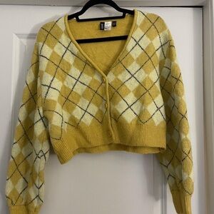 H&M Mustard Argyle Cardigan